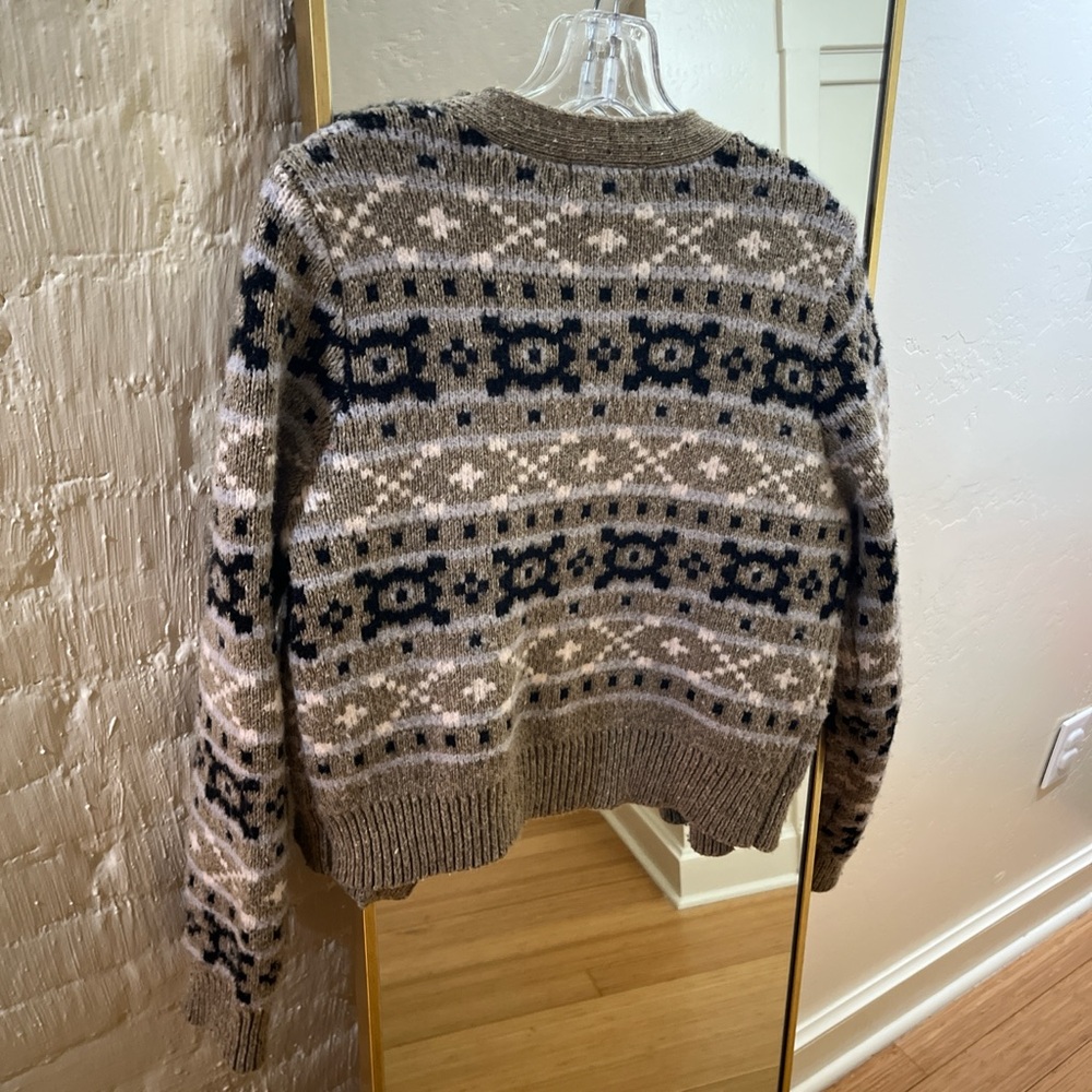 Marled Olive and Navy Patterned Cardigan - Picture 4 of 4